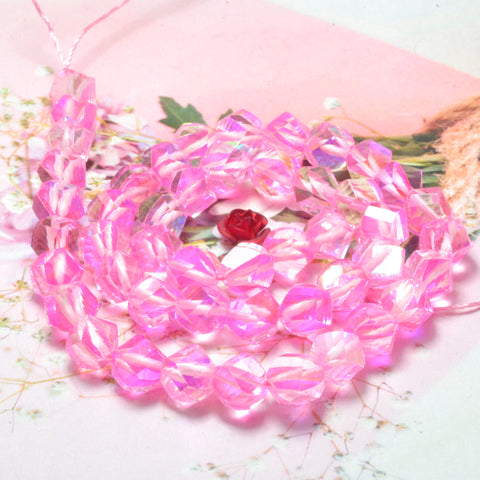 YesBeads Rainbow Glass faceted and twisted nugget beads wholesale jewelry making 9 colors