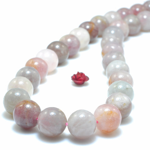 YesBeads Natural Madagascar Rose Quartz smooth round beads wholesale gemstone for jewelry making 15"