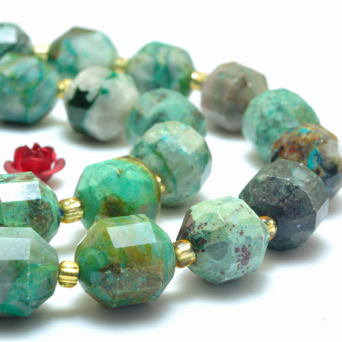 YesBeads Natural Chrysocolla faceted double terminated point beads wholesale gemstone jewelry making 15"