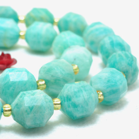 YesBeads Natural Amazonite faceted double terminated point beads wholesale gemstone jewelry making 15"