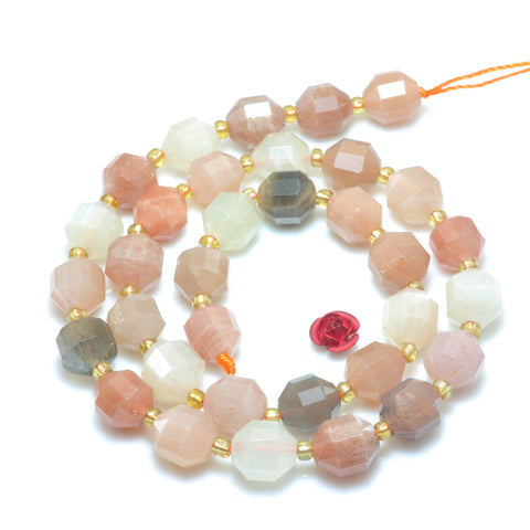 YesBeads Natural Rainbow Moonstone A grade faceted double terminated point beads wholesale gemstone jewelry 15"