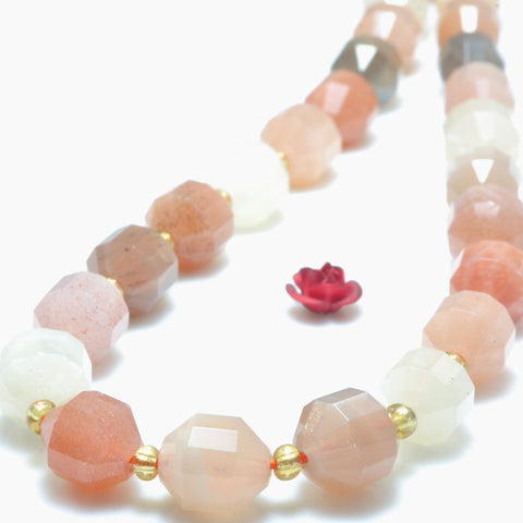YesBeads Natural Rainbow Moonstone A grade faceted double terminated point beads wholesale gemstone jewelry 15"