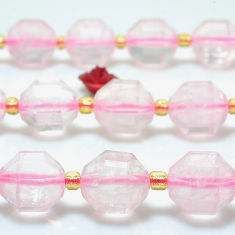 YesBeads Natural Brazil Rose Quartz faceted double terminated point beads wholesale gemstone jewelry making 15"