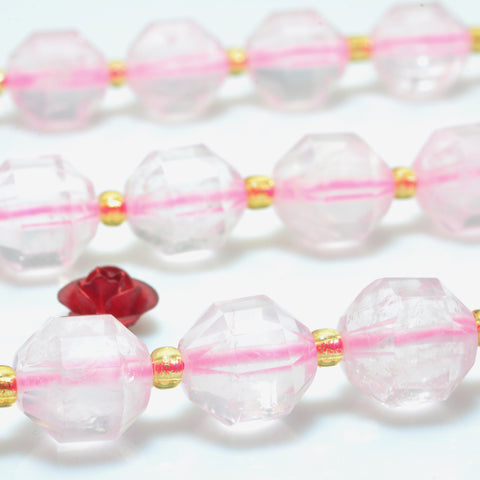 YesBeads Natural Brazil Rose Quartz faceted double terminated point beads wholesale gemstone jewelry making 15"