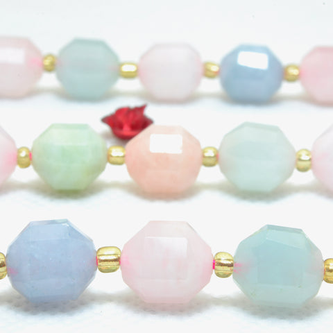 YesBeads Natural Morganite faceted double terminated point beads wholesale gemstone jewelry making 15"