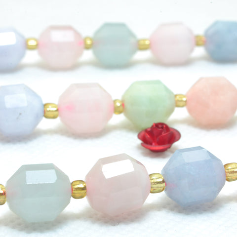 YesBeads Natural Morganite faceted double terminated point beads wholesale gemstone jewelry making 15"