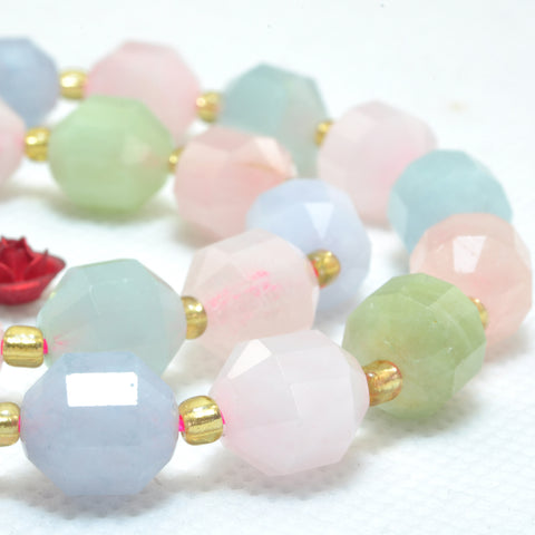 YesBeads Natural Morganite faceted double terminated point beads wholesale gemstone jewelry making 15"