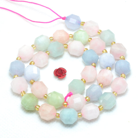 YesBeads Natural Morganite faceted double terminated point beads wholesale gemstone jewelry making 15"