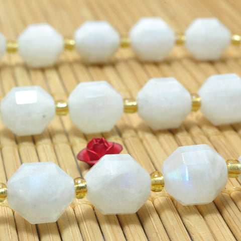 YesBeads Natural Rainbow Moonstone faceted double terminated point beads wholesale gemstone jewelry making 15"