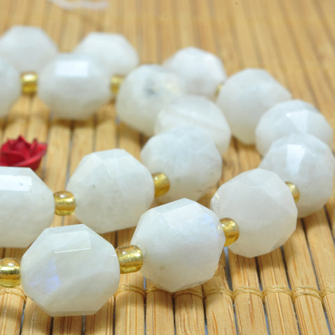 YesBeads Natural Rainbow Moonstone faceted double terminated point beads wholesale gemstone jewelry making 15"