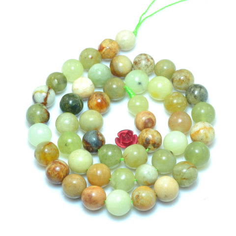 YesBeads Nautral flower jade smooth round loose beads rainbow gemstone wholesale jewelry making 15"