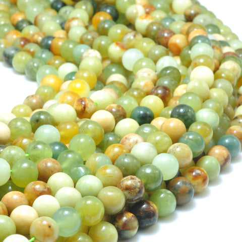 YesBeads Nautral flower jade smooth round loose beads rainbow gemstone wholesale jewelry making 15"