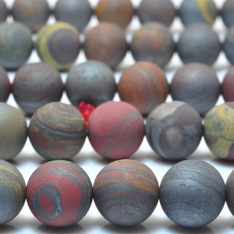YesBeads Natural Red Tiger Iron matte round beads wholesale gemstone jewelry making 15"