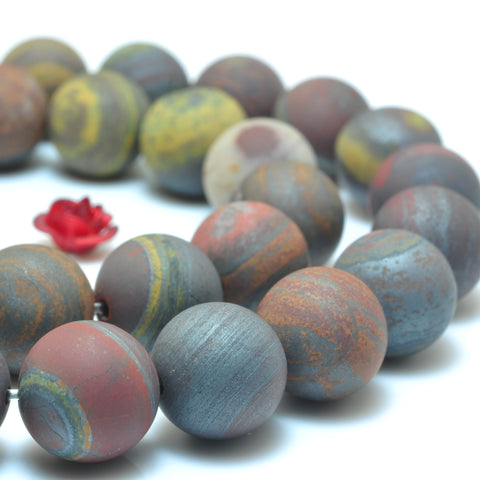 YesBeads Natural Red Tiger Iron matte round beads wholesale gemstone jewelry making 15"