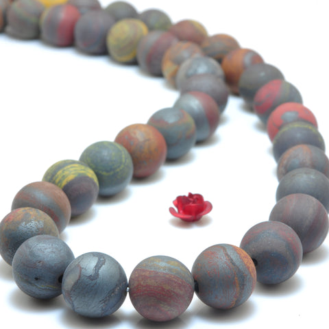 YesBeads Natural Red Tiger Iron matte round beads wholesale gemstone jewelry making 15"