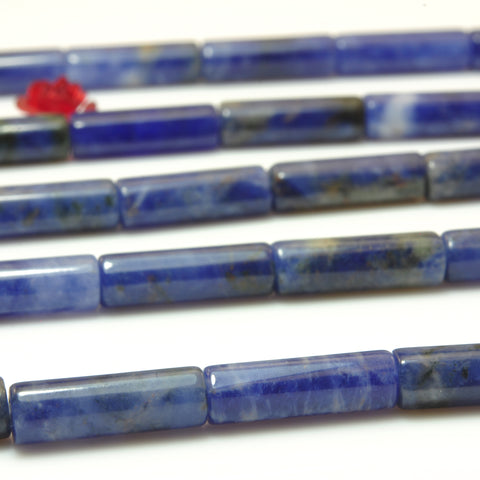 YesBeads Natural Blue Sodalite smooth tube beads gemstone wholesale jewelry making 4x13mm 15"