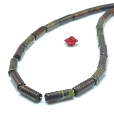 Natural Dragon Bloodstone smooth tube beads gemstone wholesale jewelry making 4x13mm 15"