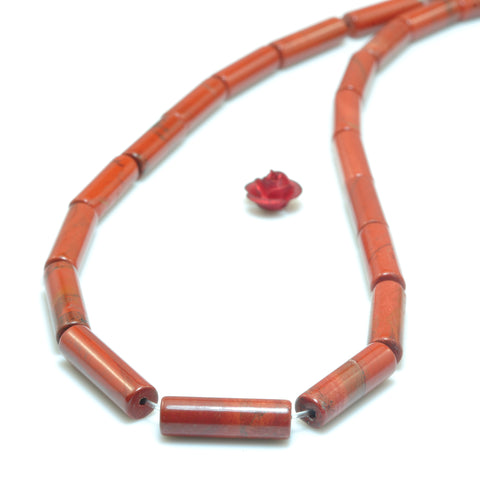 YesBeads Natural Red Jasper smooth tube beads gemstone wholesale jewelry making 4x13mm 15"