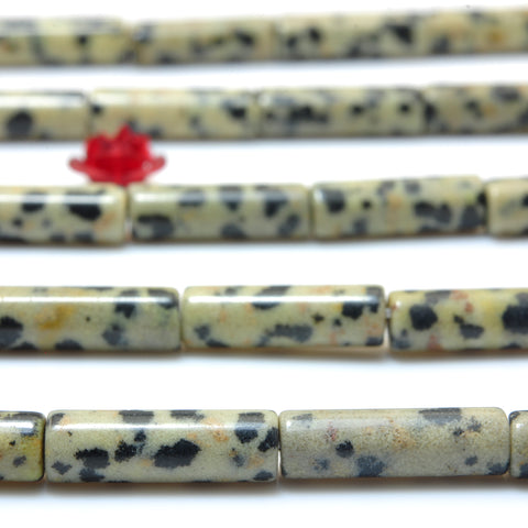 YesBeads Natural Dalmatian Jasper smooth tube beads gemstone wholesale jewelry making 15"