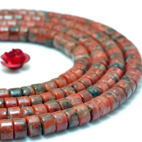 YesBeads Natural Red Sesame Jasper smooth heishi wheel beads wholesale gemstone jewelry making 15"