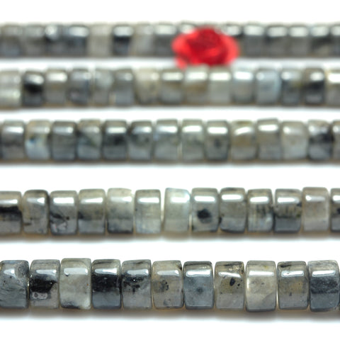 YesBeads Natural Black Labradorite smooth heishi wheel beads larvikite stone wholesale gemstone jewelry 15"