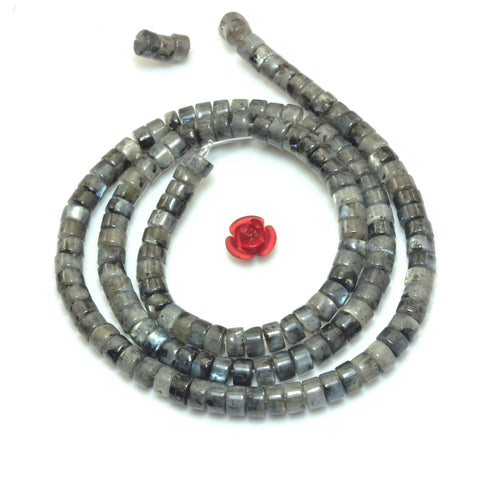 YesBeads Natural Black Labradorite smooth heishi wheel beads larvikite stone wholesale gemstone jewelry 15"