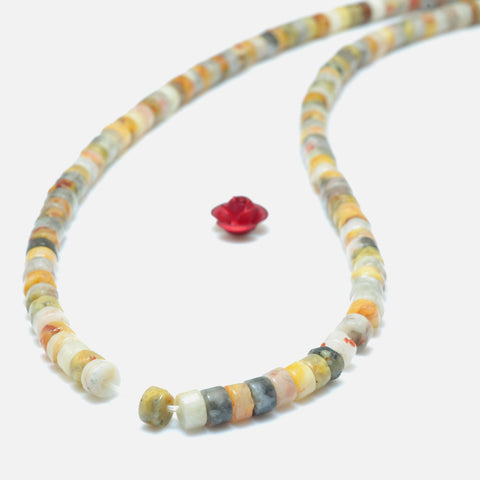 Natural Crazy Lace Agate smooth heishi wheel beads wholesale gemstone jewelry making 15"