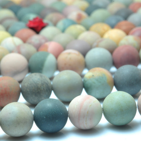 YesBeads Natural Polychrome Jasper matte round beads gemstone wholesale jewelry making 8mm 15"