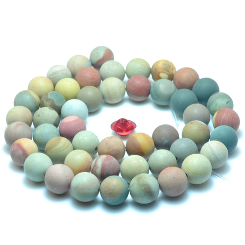 YesBeads Natural Polychrome Jasper matte round beads gemstone wholesale jewelry making 8mm 15"