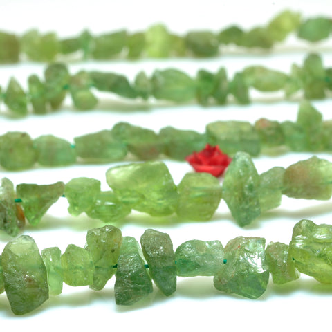 YesBeads Natural Green Apatite gemstone rough nugget chip beads wholesale gemstone jewelry making 15"