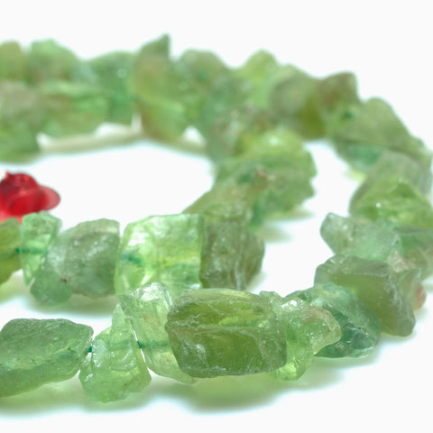 YesBeads Natural Green Apatite gemstone rough nugget chip beads wholesale gemstone jewelry making 15"