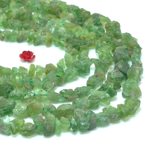 YesBeads Natural Green Apatite gemstone rough nugget chip beads wholesale gemstone jewelry making 15"