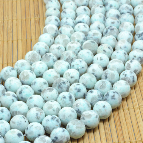 YesBeads Natural Sesame Jasper matte round beads Kiwi Jasper gemstone wholesale jewelry 6-12mm 15"
