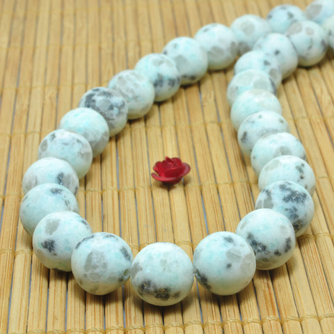 YesBeads Natural Sesame Jasper matte round beads Kiwi Jasper gemstone wholesale jewelry 6-12mm 15"