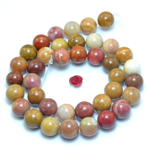 YesBeads Natural Rainbow Jasper smooth round loose beads wholesale gemstone jewelry making 15"