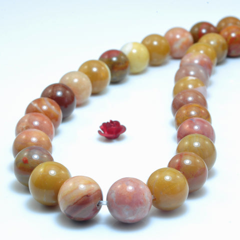 YesBeads Natural Rainbow Jasper smooth round loose beads wholesale gemstone jewelry making 15"