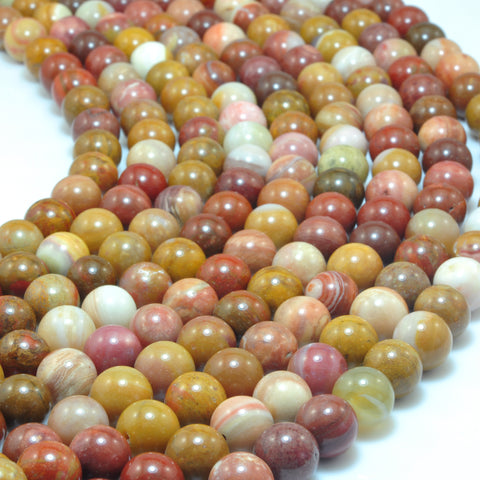 YesBeads Natural Rainbow Jasper smooth round loose beads wholesale gemstone jewelry making 15"
