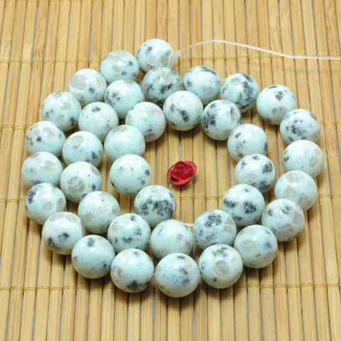 YesBeads Natural Sesame Jasper smooth round beads wholesale gemstone Kiwi Jasper jewelry making 15"