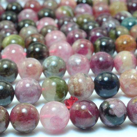 YesBeads A grade natural Watermelon Tourmaline gemstone smooth round beads wholesale 15"