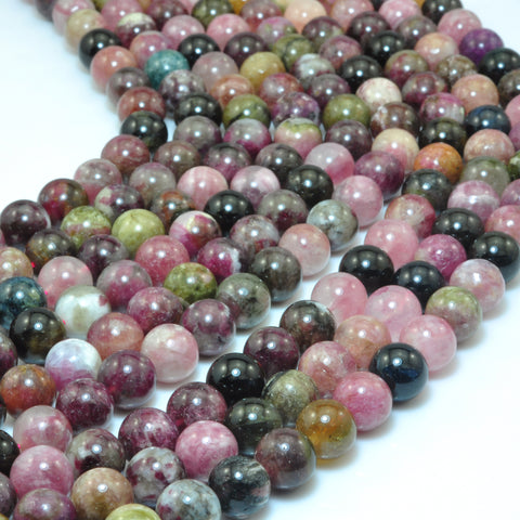 YesBeads A grade natural Watermelon Tourmaline gemstone smooth round beads wholesale 15"