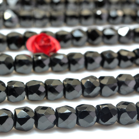 YesBeads Natural Black Spinel faceted cube loose beads wholesale gemstone jewelry makin 15"