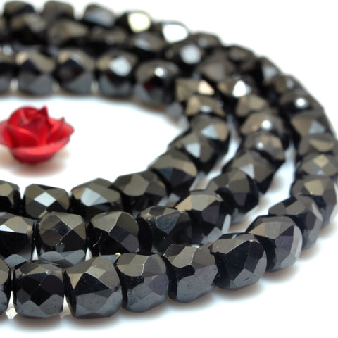 YesBeads Natural Black Spinel faceted cube loose beads wholesale gemstone jewelry makin 15"