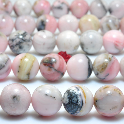 YesBeads Natural Pink Opal gemstone smooth round loose beads wholesale jewelry making 15"