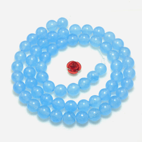 YesBeads Blue Jade smooth round loose beads wholesale gemstone jewelry making 6mm-12mm 15"