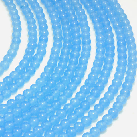 YesBeads Blue Jade smooth round loose beads wholesale gemstone jewelry making 6mm-12mm 15"