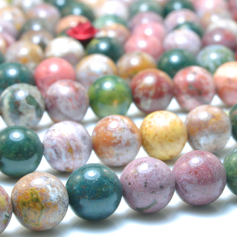 YesBeads Natural Ocean Jasper stone smooth round beads gemstone jewelry making