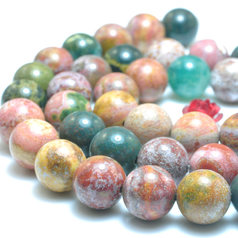 YesBeads Natural Ocean Jasper stone smooth round beads gemstone jewelry making