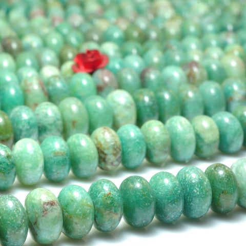 YesBeads Natural Aust Dragon Blood Jade smooth rondelle beads green gemstone jewelry making 15"