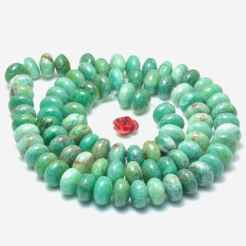 YesBeads Natural Aust Dragon Blood Jade smooth rondelle beads green gemstone jewelry making 15"