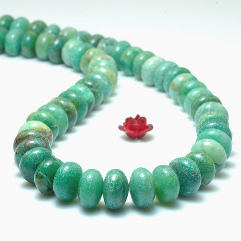 YesBeads Natural Aust Dragon Blood Jade smooth rondelle beads green gemstone jewelry making 15"